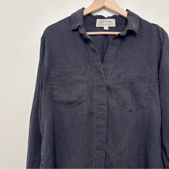 Anthropologie Womens Medium Grey Wash Cloth & Stone Buttondown Shirt - Picture 9 of 16
